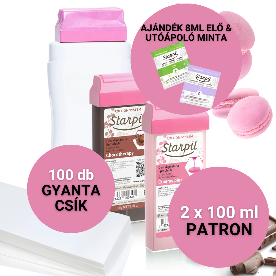 Szeress bele gyantapatron szett gyantamelegítővel érzékeny bőrre - Csoki & Creamy Pink