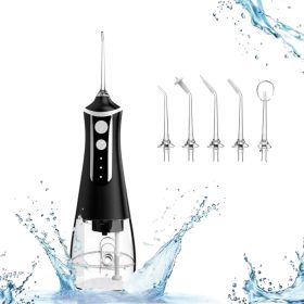   Dr. SONIC L10 akkumulátoros szájzuhany 300 ml-es tartállyal, 3 fokozattal, 5 különböző fúvókával (fekete) 1db