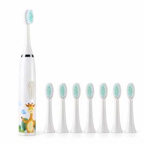   Gyermek szónikus elektromos fogkefe – 5 üzemmód - 8 pótfej - zsiráf 1db