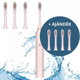  Szónikus Elektromos Fogkefe - 6 üzemmóddal, 4 cserélhető fejjel - pink (MST1990) 1db