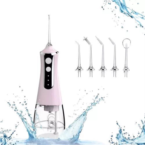 L10 akkumulátoros szájzuhany 300 ml-es tartállyal, 3 fokozattal, 5 különböző fúvókával - pink 1db