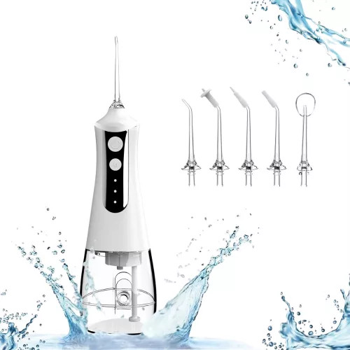 L10 akkumulátoros szájzuhany 300 ml-es tartállyal, 3 fokozattal, 5 különböző fúvókával - fehér 1db