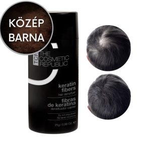  TCR Keratin Fiber - 2in1 hajépítő keratin szál és hajdúsító por - medium brown/közép barna 25g
