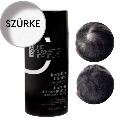 TCR Keratin Fiber - 2in1 hajépítő keratin szál és hajdúsító por - grey/szürke 25g